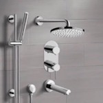 Remer TSR60 Chrome Tub and Shower Set With Rain Shower Head and Hand Shower